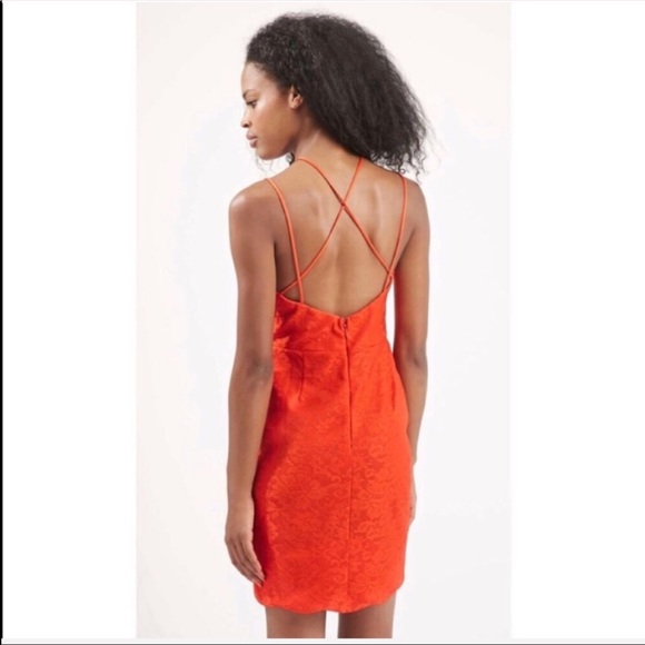 Top Shop Red Lace Scallop Dress - Picture 2 of 3